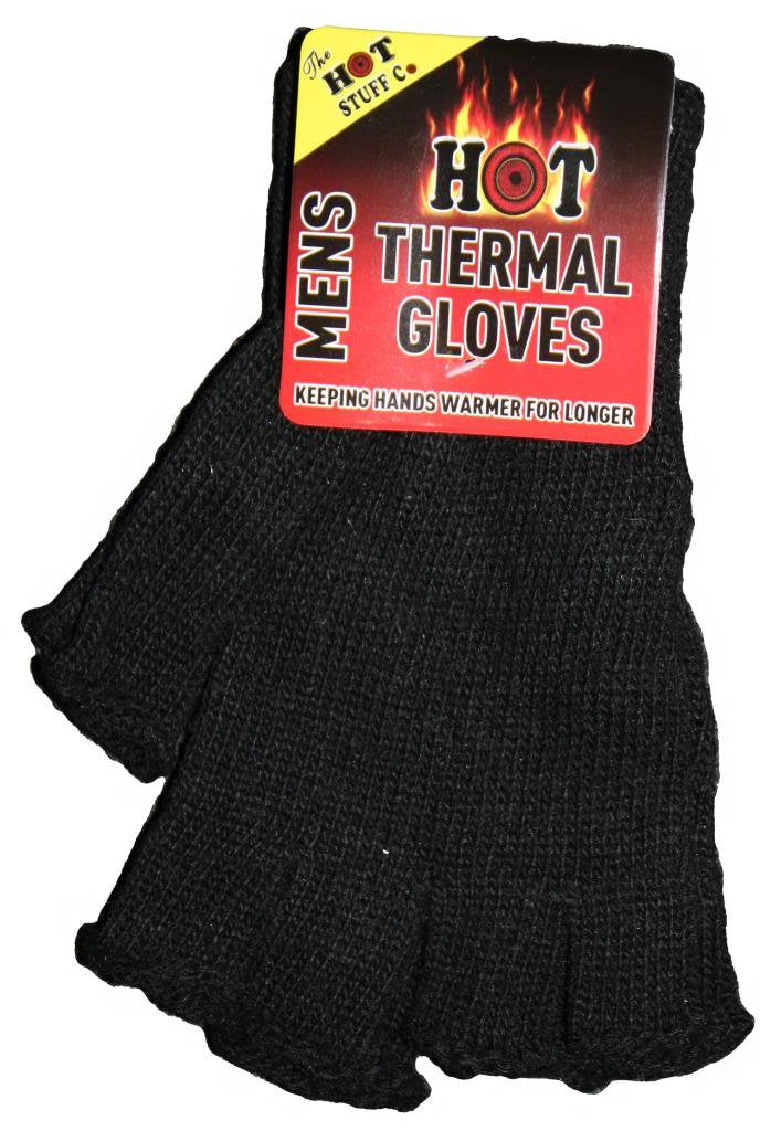 Jean Junction Mens Fingerless Thermal Gloves One Size Fits All Mixed Colours (Black)